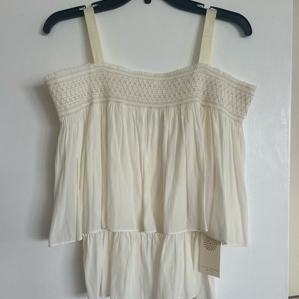 Ramy Brook Cream Smocked Tiered Camisole